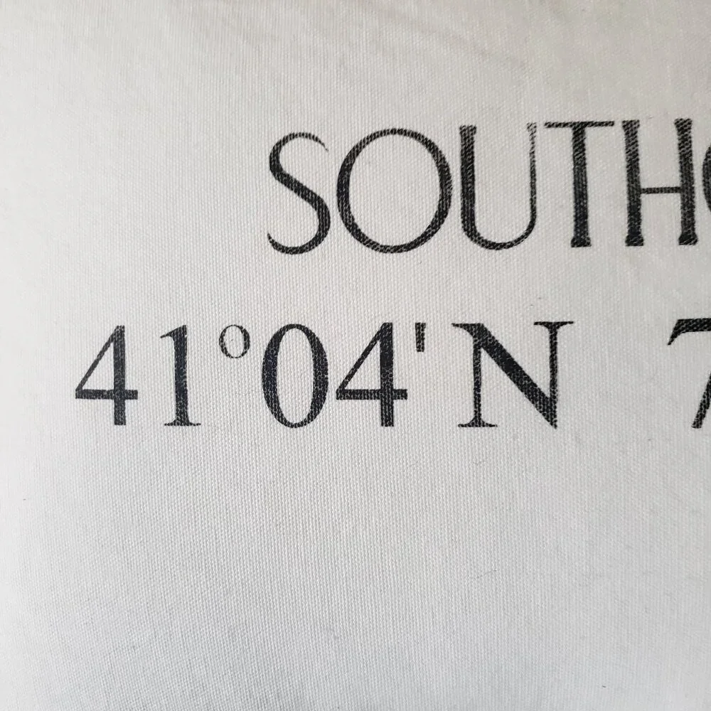Southold LI Nautical Map Coordinates White Cotton Canvas Down Pillow Beach House